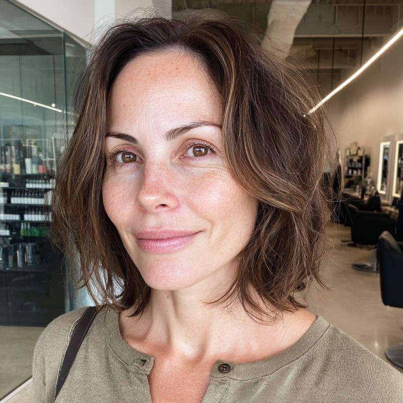 Textured Mid-Length Hush Cut with Soft, Natural Waves