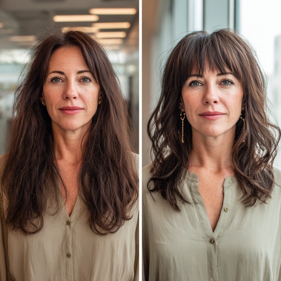 Textured Shoulder-Length Cut with Soft Fringe