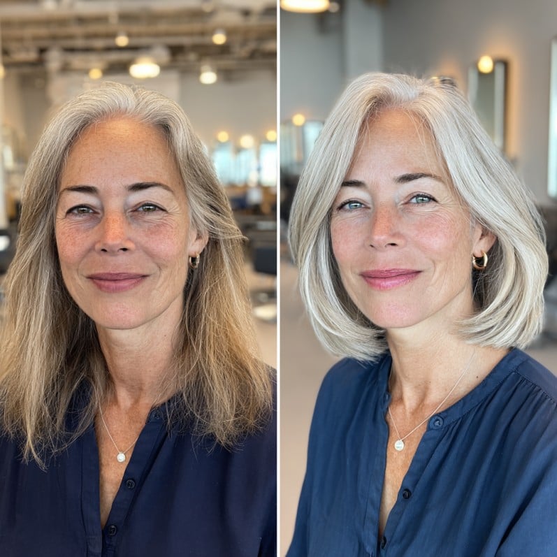 Textured Silver Bob with Soft Layers