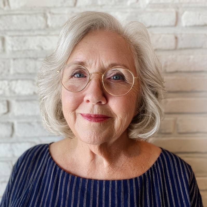 Chic Curled Gray Bob with Subtle Volume