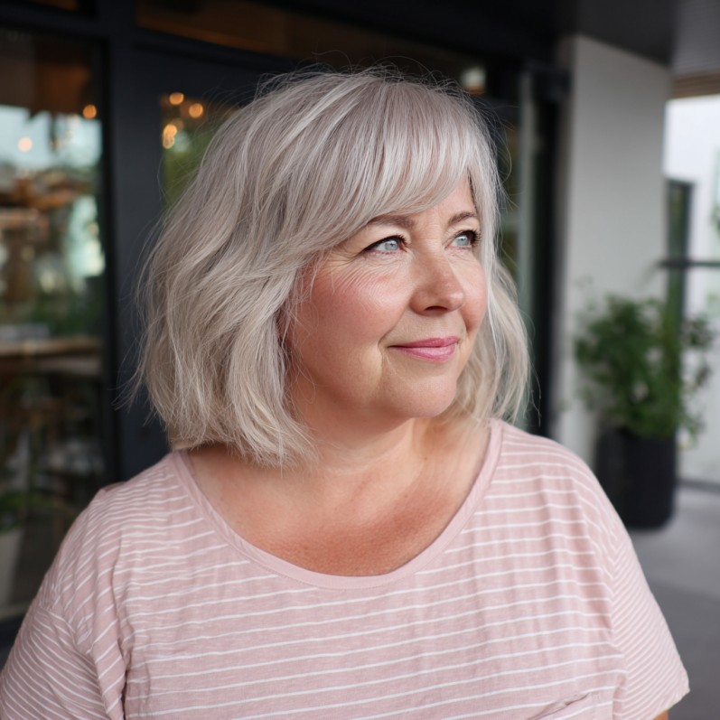 Chic Layered Ash Blonde Bob with Subtle Texture