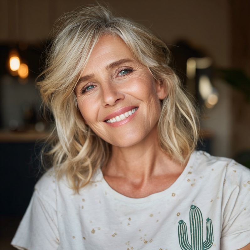Chic Layered Blonde Bob with Soft Waves