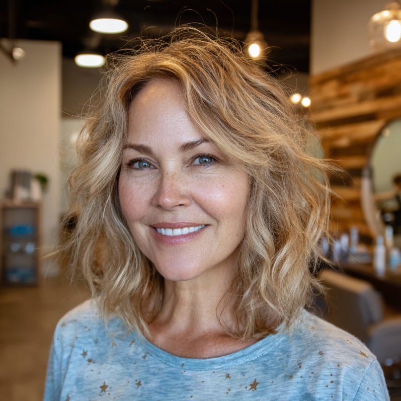 Effortlessly Textured Blonde Bob with Waves