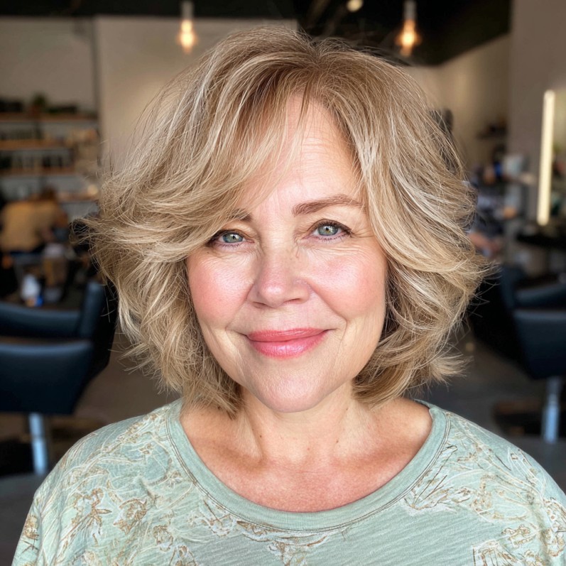 Effortlessly Voluminous Blonde Bob with Soft Layers