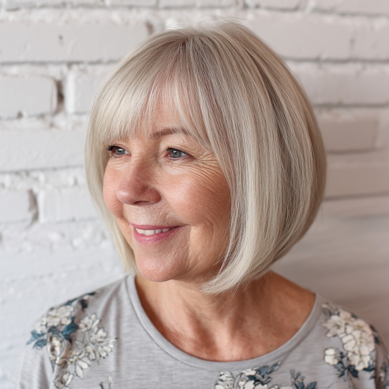 Elegant Layered Bob with Face-Framing Bangs