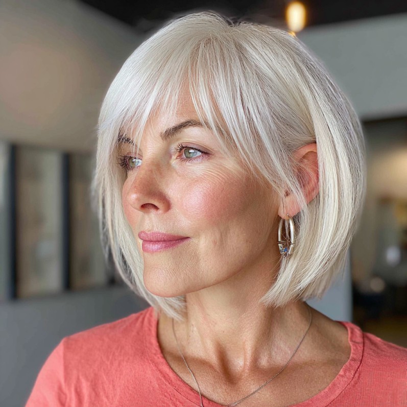 Modern Blunt Bob with Soft Fringes