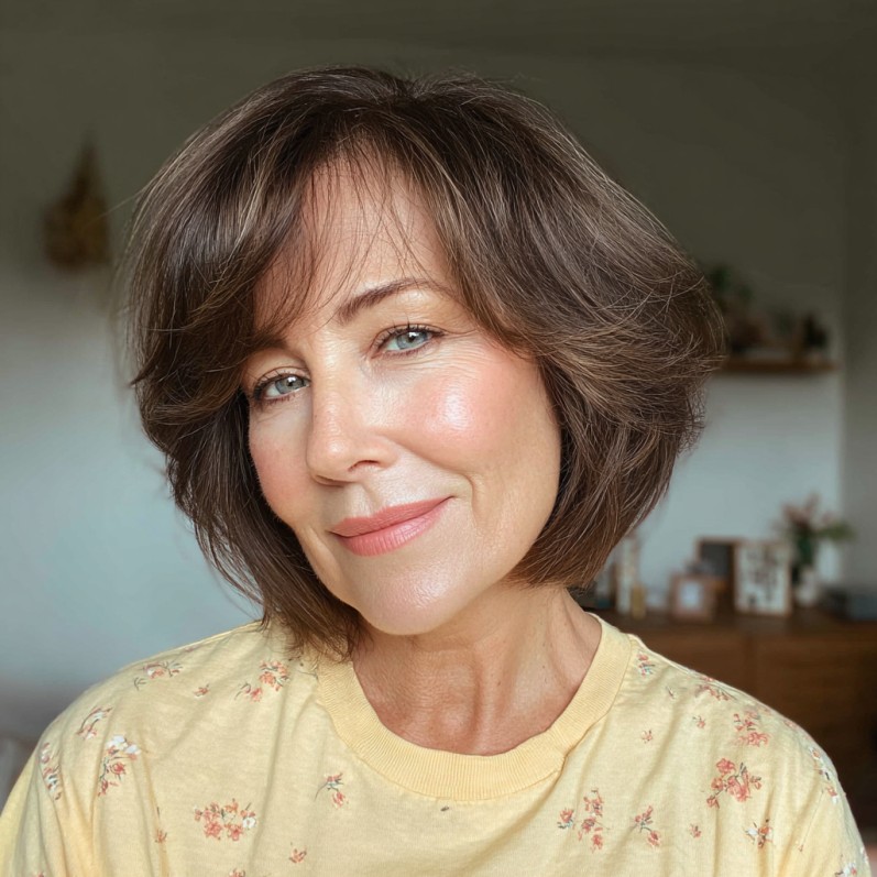 Modern Feathered Bob with Soft Volume