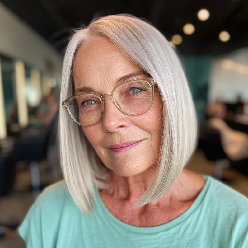Modern Silvery Blunt Bob with Subtle Shine