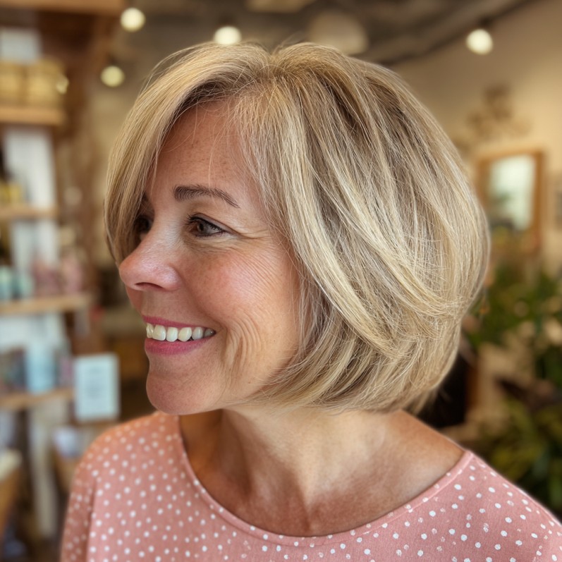 Softly Textured Blonde Bob with Gentle Layers