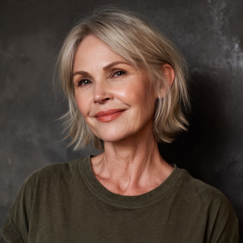 Softly Textured Blonde Bob with Subtle Layers