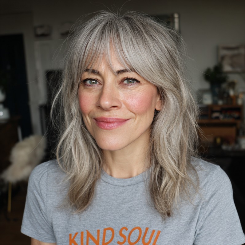Textured Feathered Cut with Soft Bangs