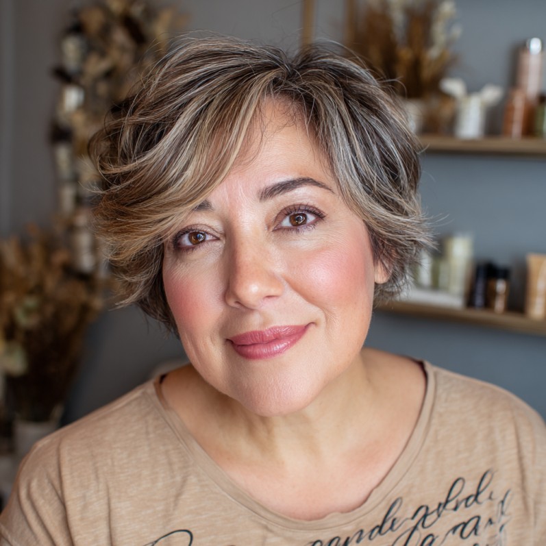 Textured Feathered Short Cut with Subtle Highlights