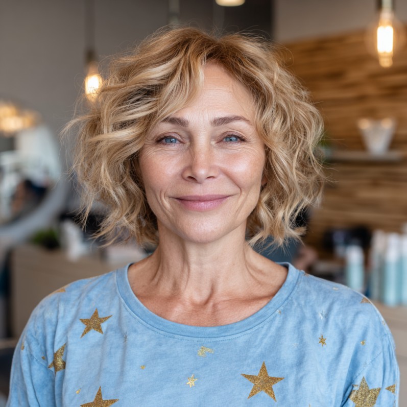Textured Golden Blonde Bob with Soft Waves