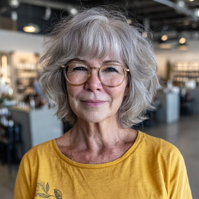 Textured Silver Bob with Soft Waves