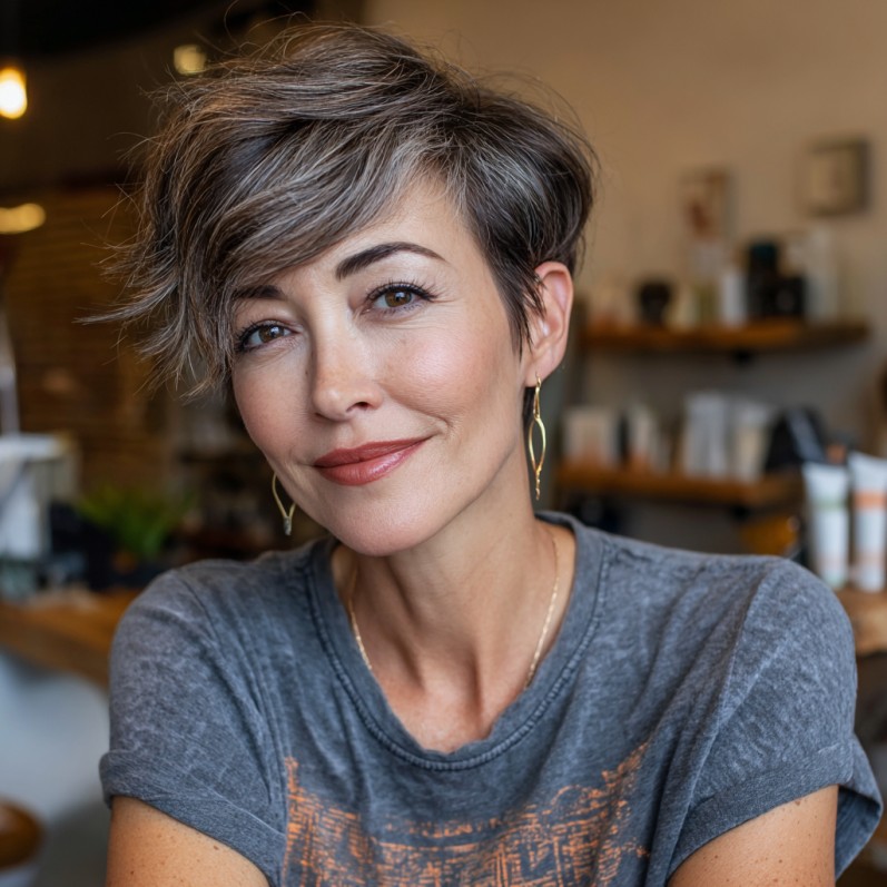 Modern Textured Pixie Cut with Subtle Highlights