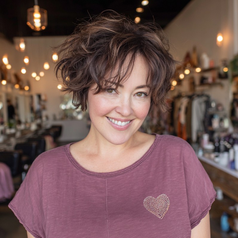 Playful Curly Micro Pixie with Volume