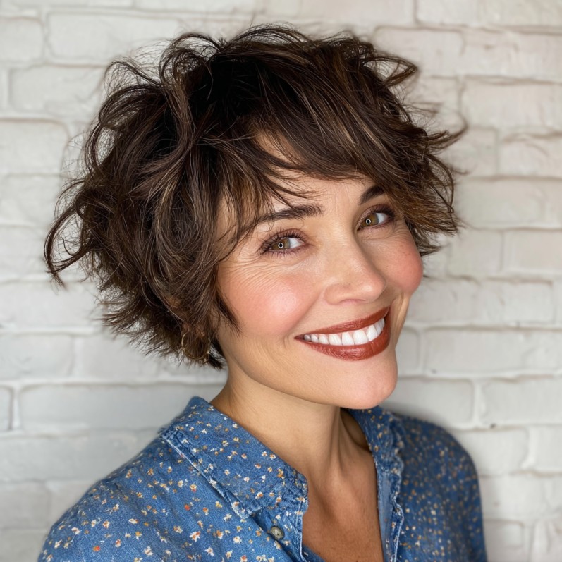 Textured Layered Micro Pixie with Soft Curls