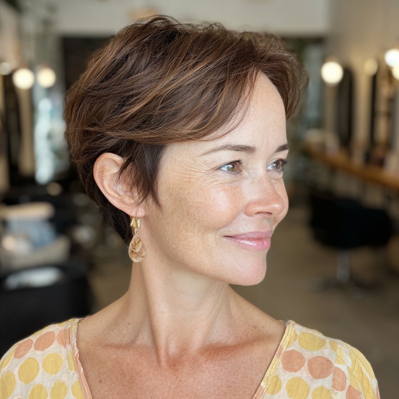 Textured Micro Pixie with Soft Side Swept Bangs