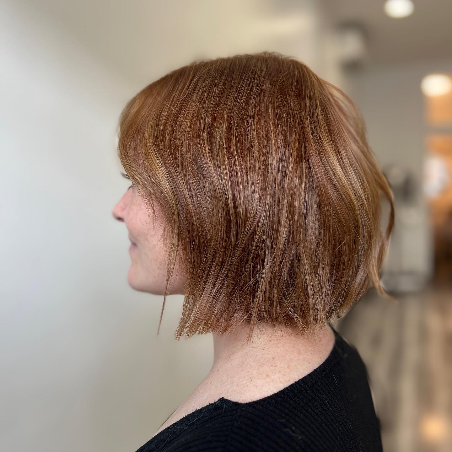 Textured Rusty Copper Bob with Subtle Waves