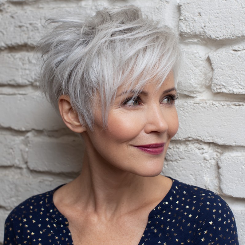 Textured Silver Micro Pixie with Fluffy Layers