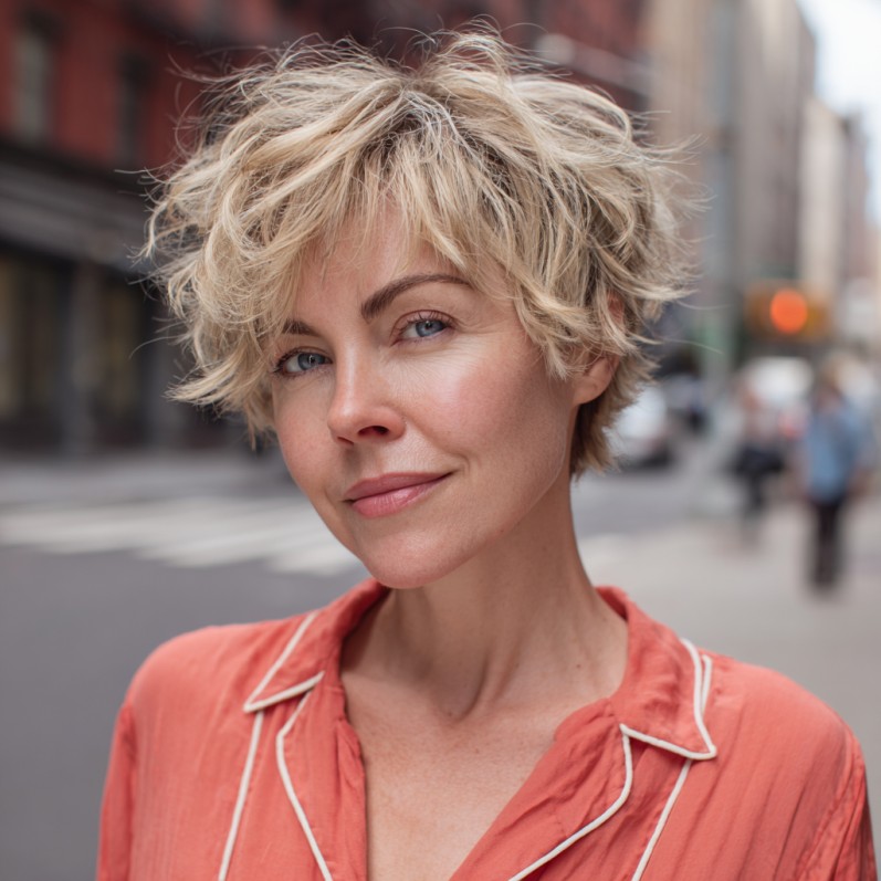 Textured Wispy Micro Pixie with Lively Volume