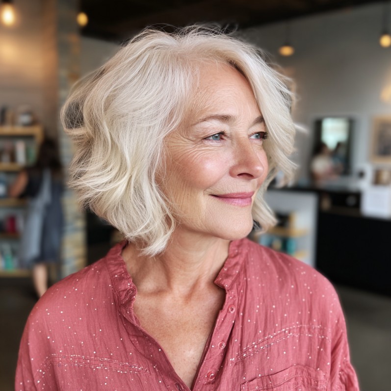 Soft Textured A-Line Bob with Gentle Waves
