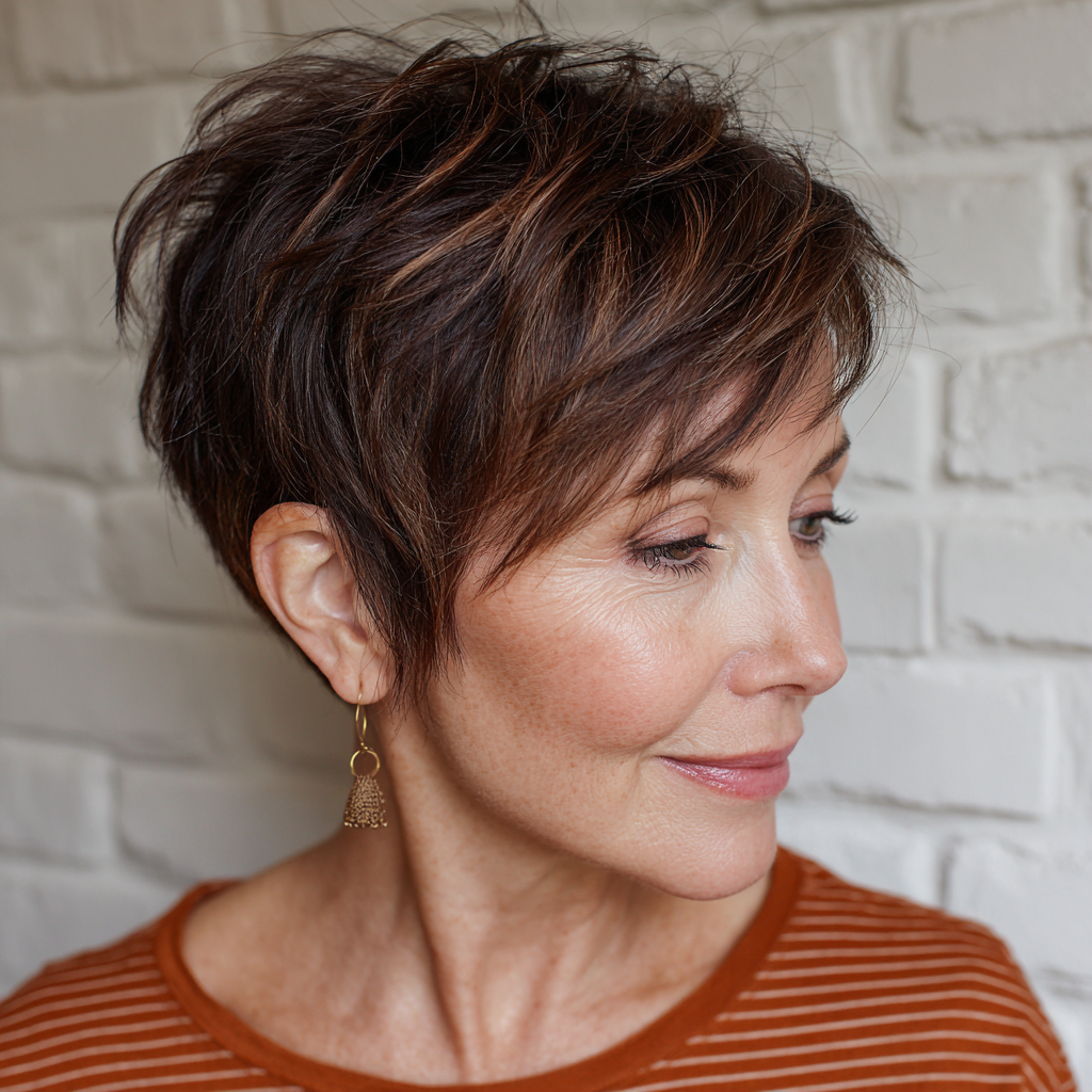 Chic Textured Pixie with Subtle Highlights