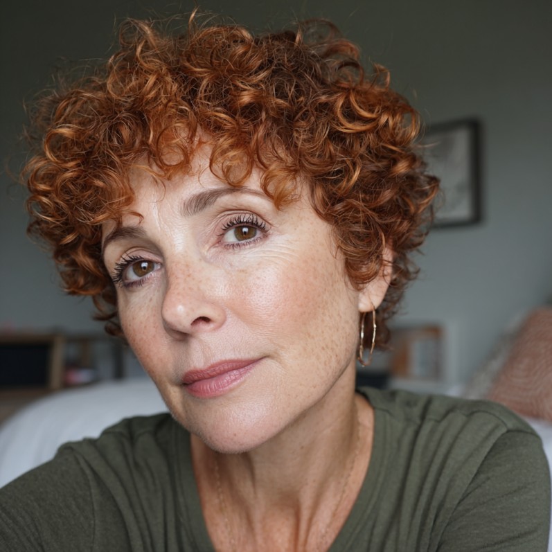Charming Curly Red Hair with Defined Layers