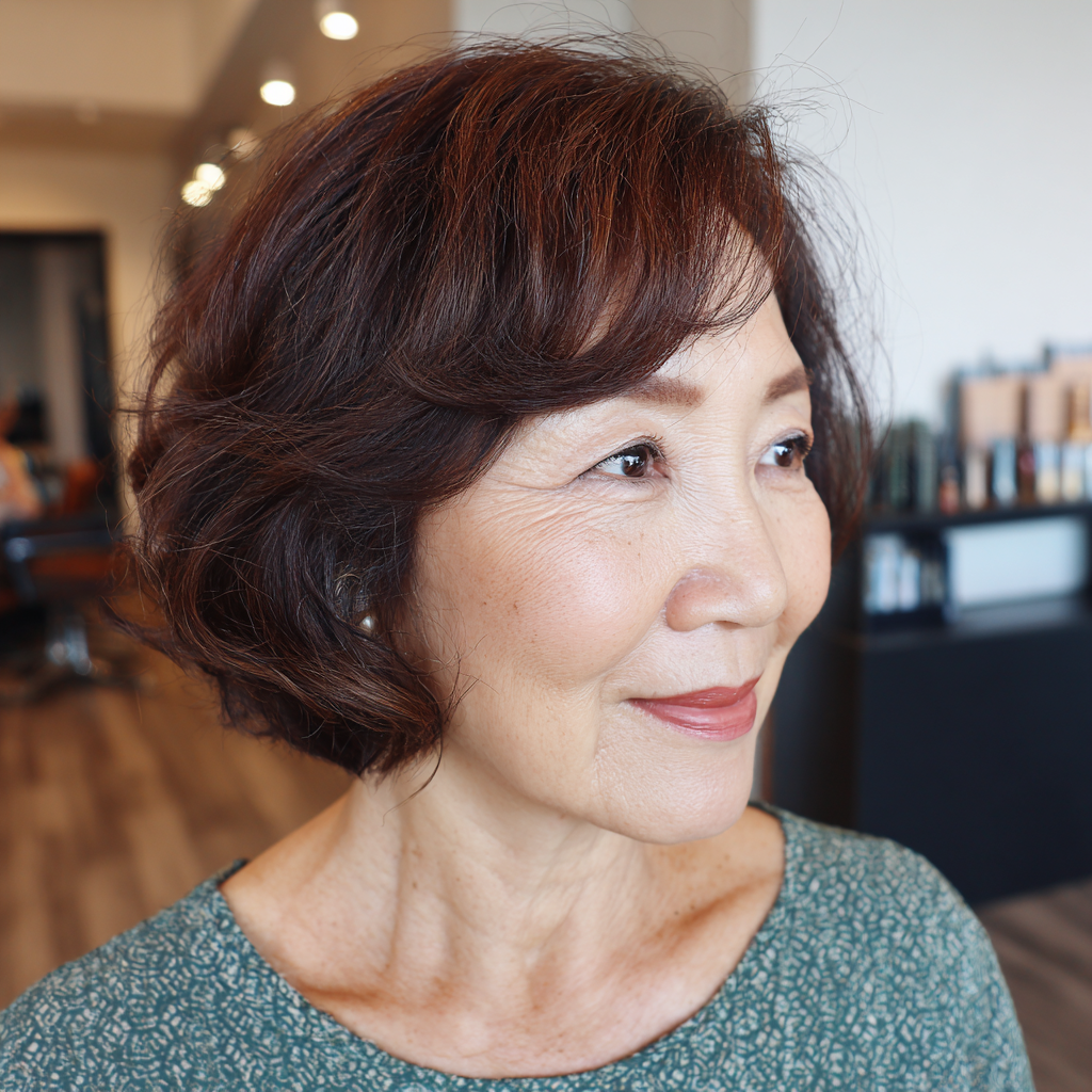Charming Textured Bob with Subtle Auburn Highlights