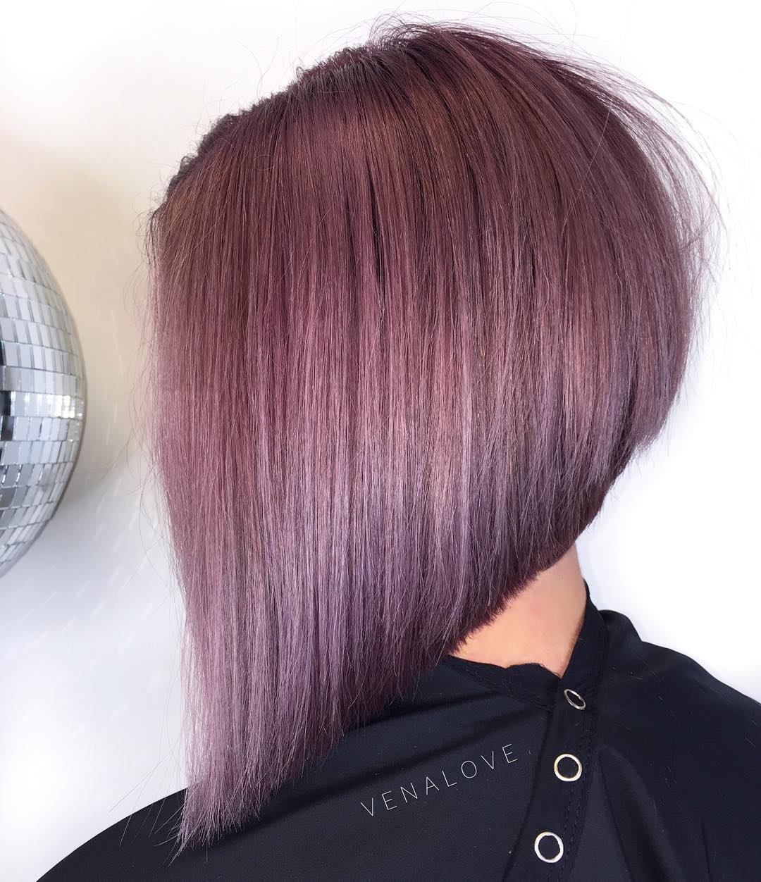 Chic Blunt Angular Bob with Pastel Lavender Hue