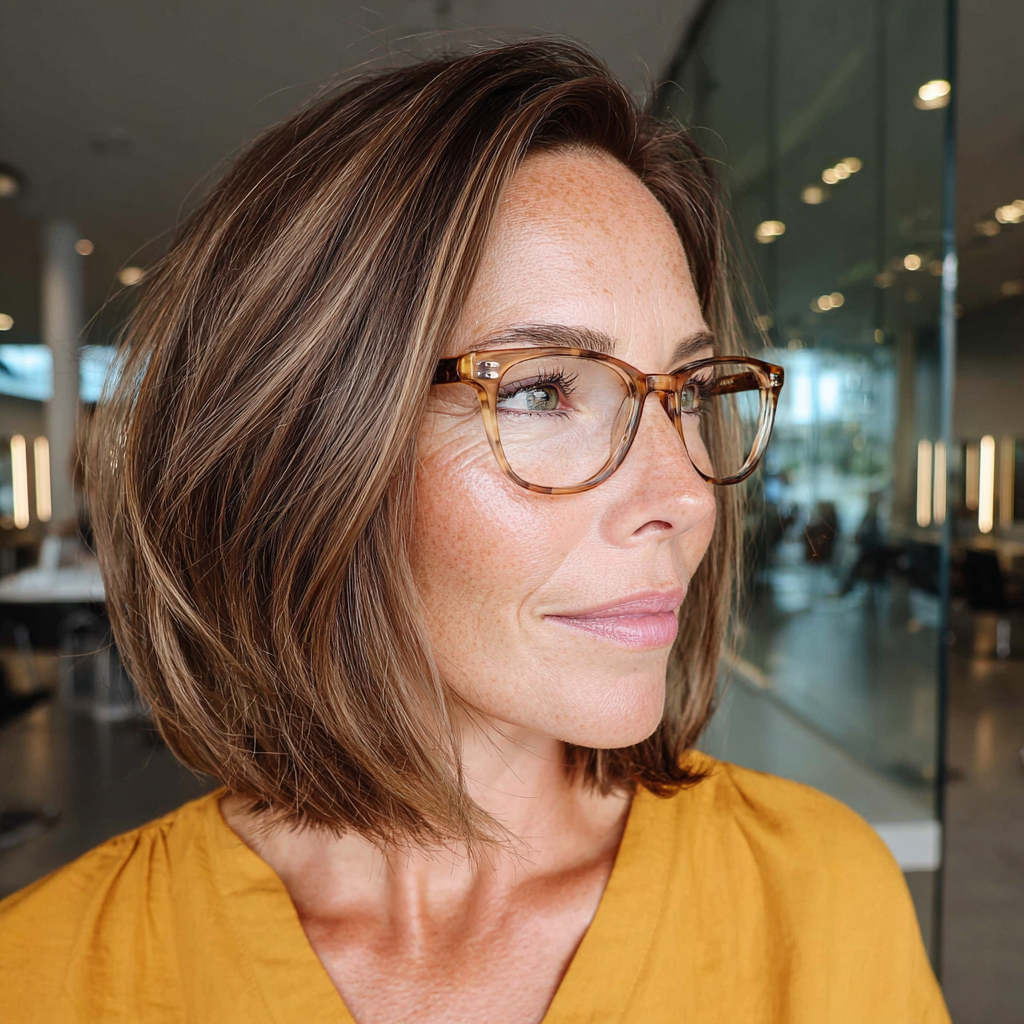 Chic Brown Lob with Subtle Layers and Natural Highlights