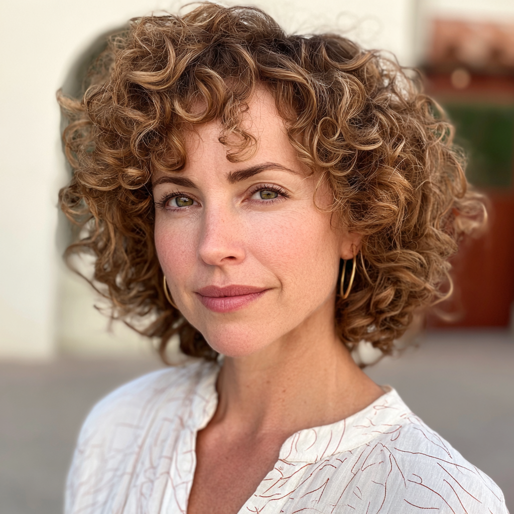 Chic Curly Brown Bob with Natural Texture