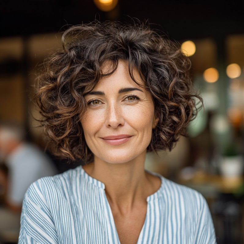 Chic Curly Short Bob with Soft Volume