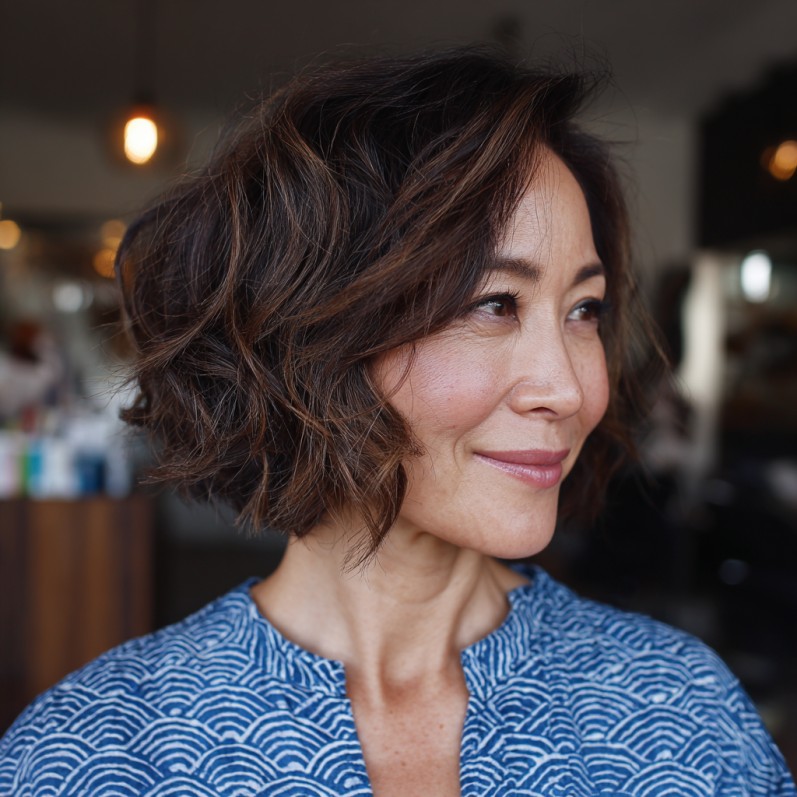 Chic Layered Textured Bob with Subtle Highlights