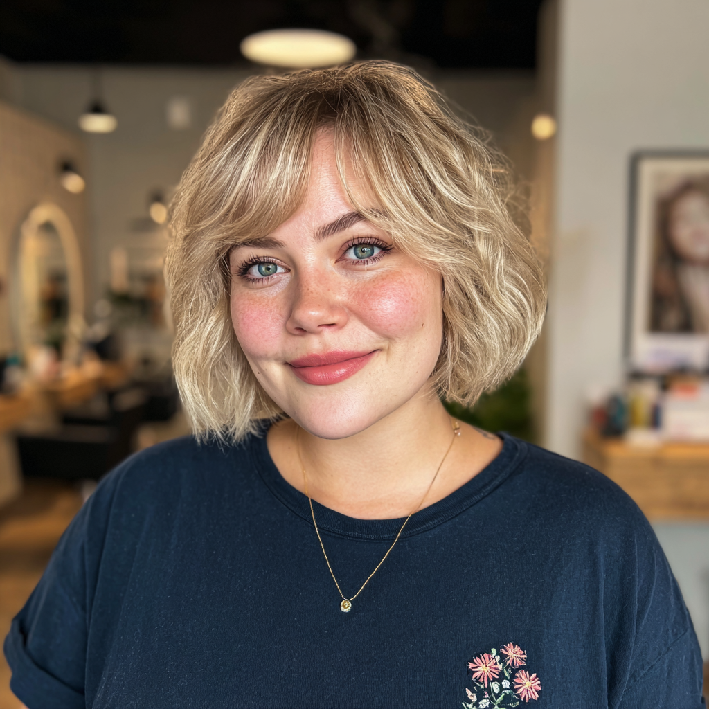 Chic Soft Textured Blonde Bob with Defined Waves