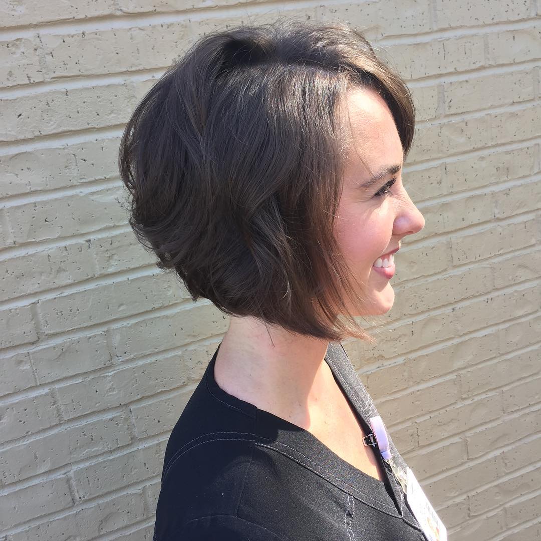 Chic Textured Angular Bob with Soft Curls