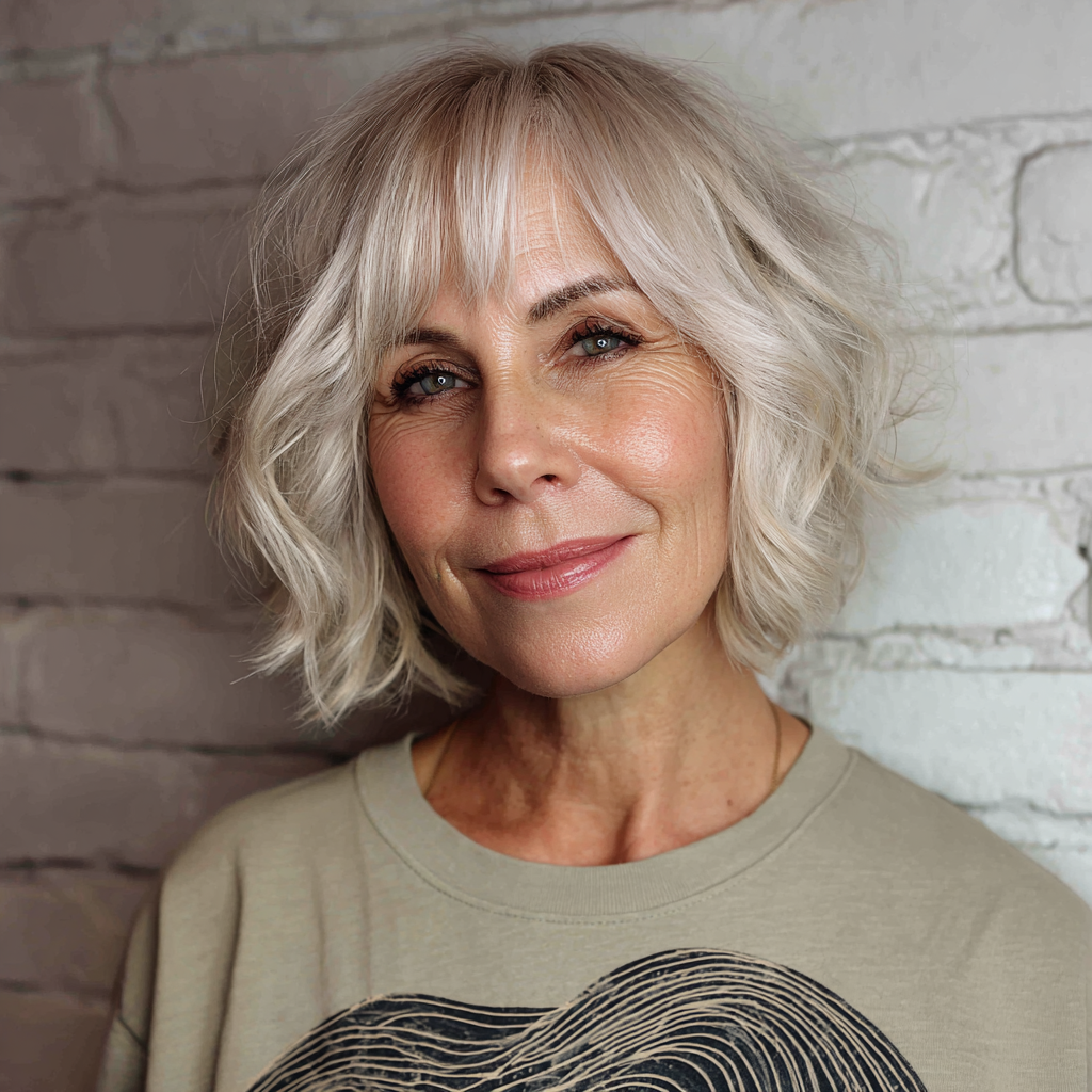 Chic Textured Blonde Bob with Face-Framing Layers