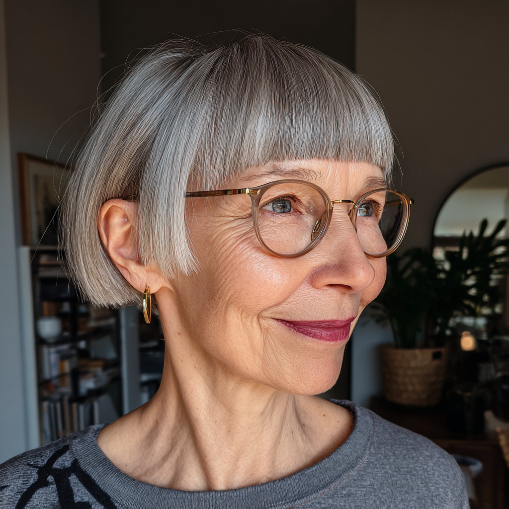 Chic Textured Bob with Bold Baby Bangs