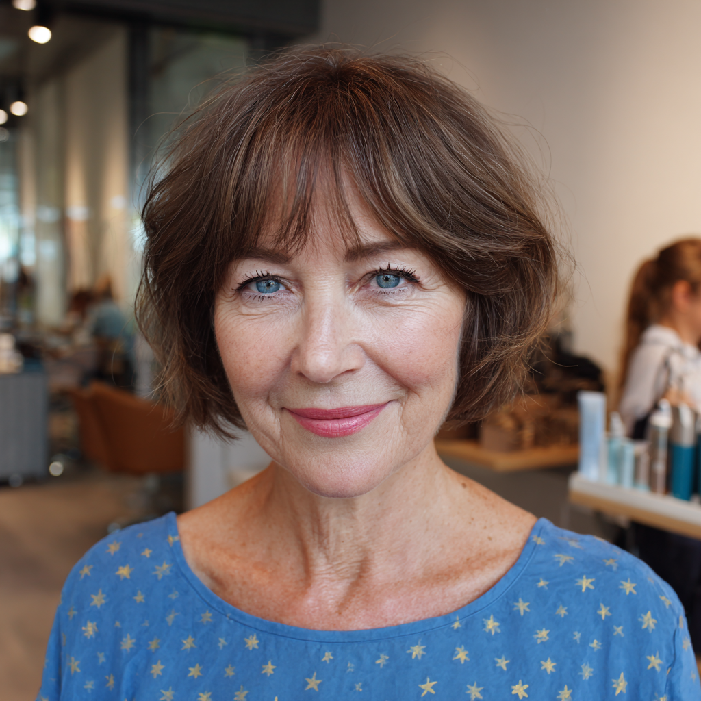 Chic Textured Bob with Light Brown Highlights