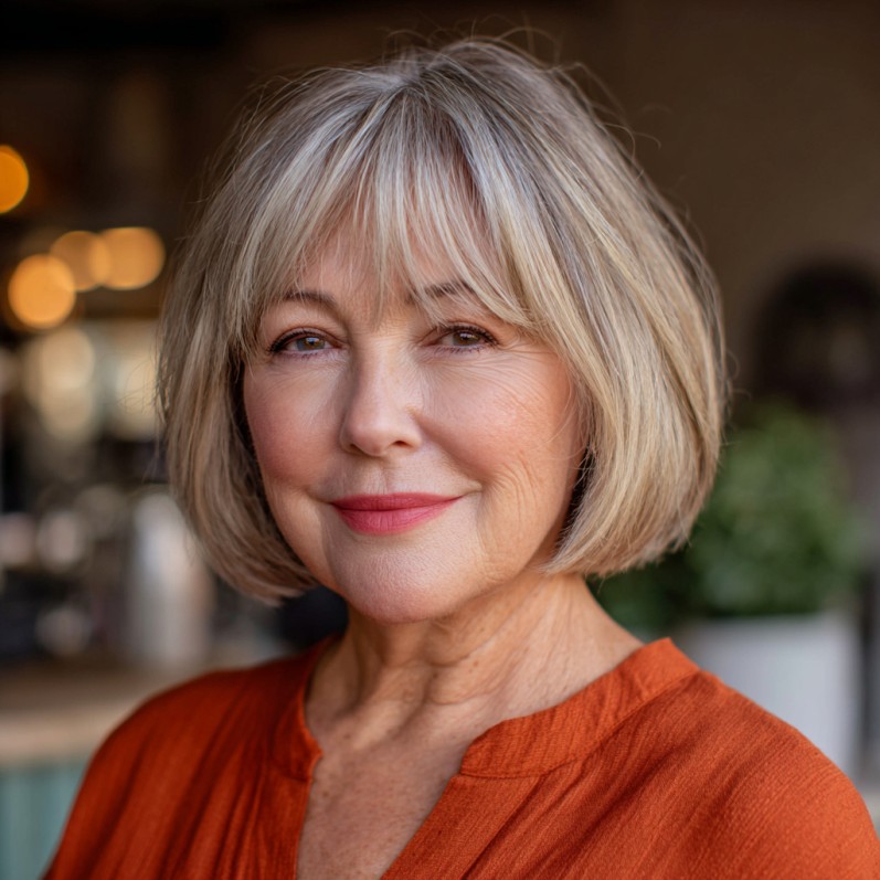 Chic Textured Bob with Soft Blonde Highlights