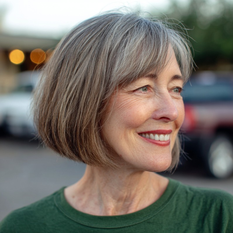 Chic Textured One-Length Bob with Soft Edges