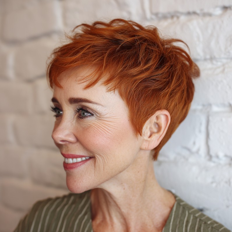 Chic Textured Short Red Pixie with Soft Layers