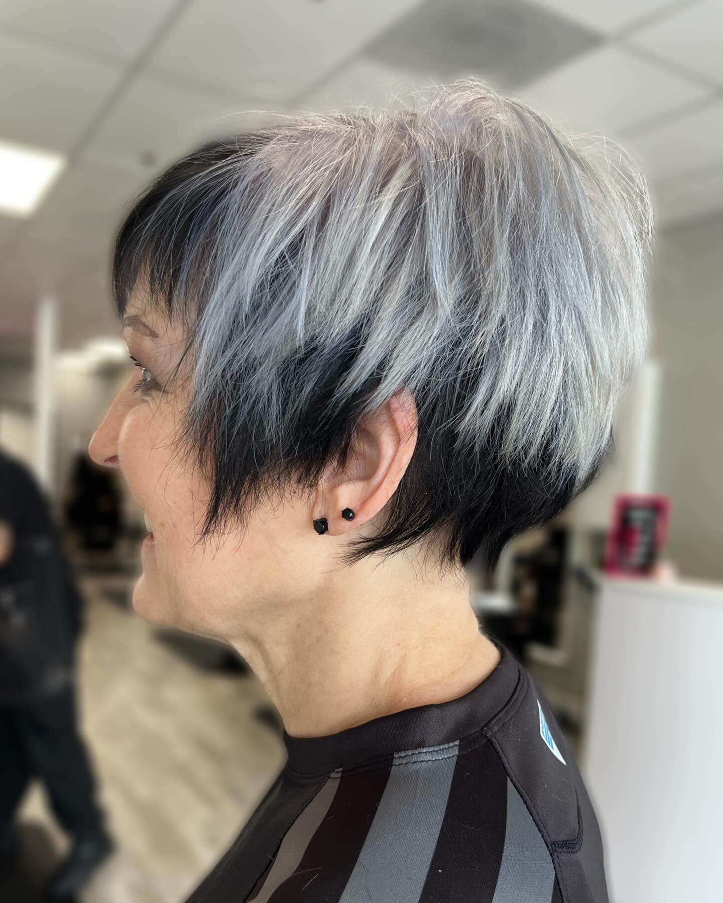 Chic Textured Silver and Black Bob