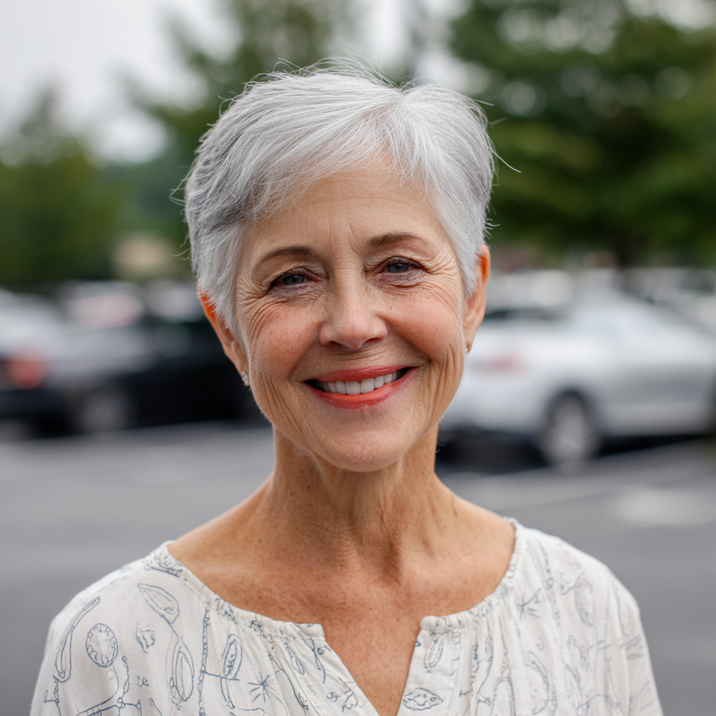 Chic Textured Silver Pixie with Side-Swept Bangs