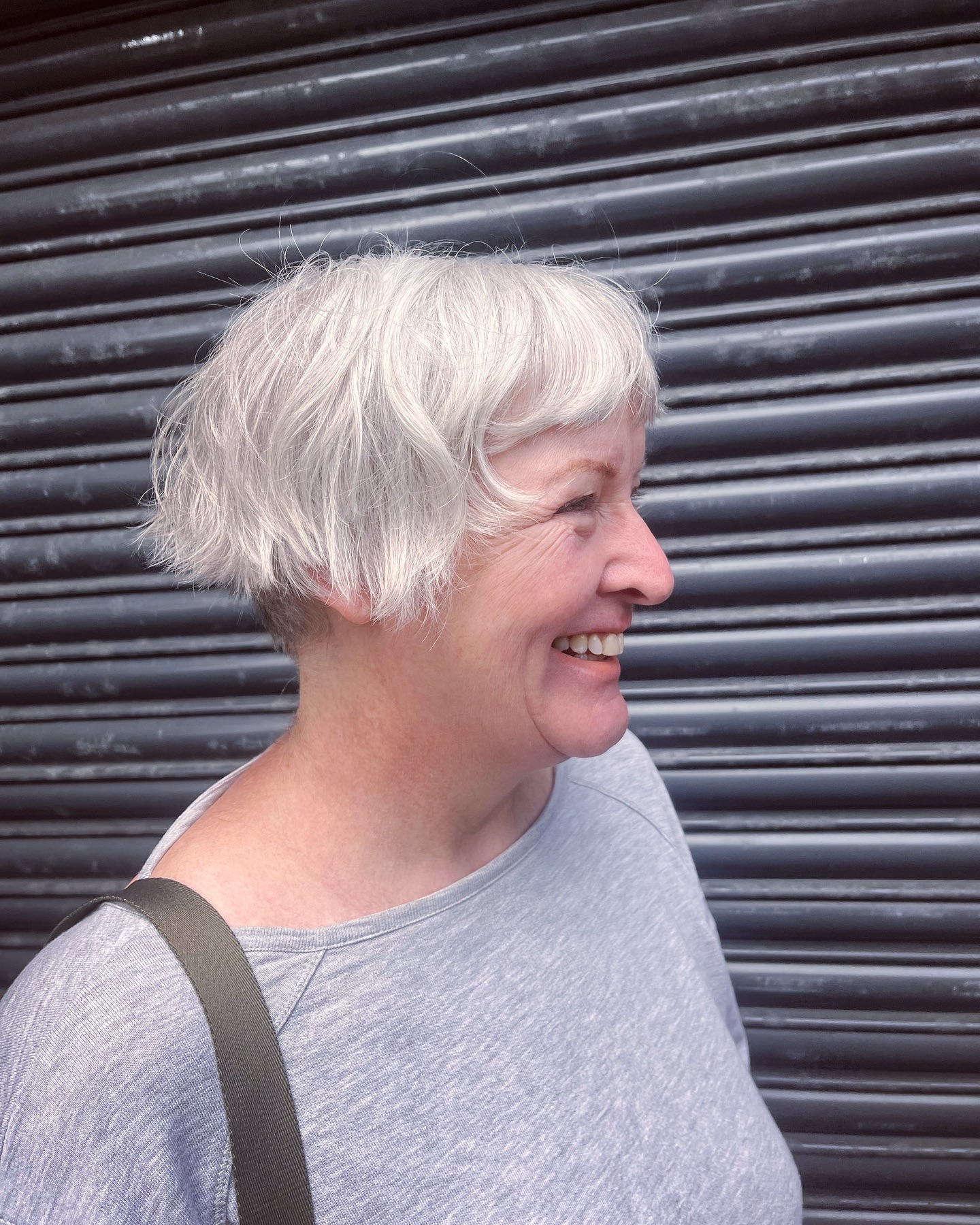 Chic Wispy Silver Bob with Soft Layers