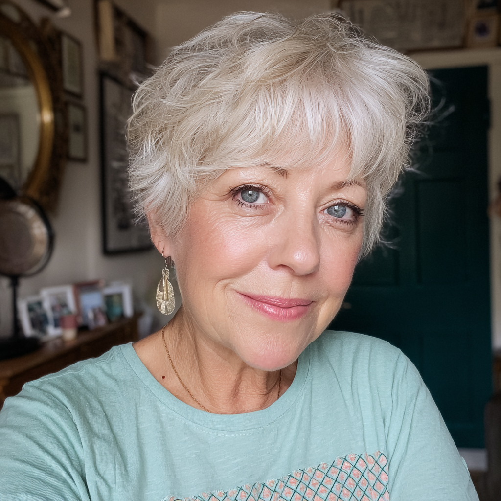 Elegant Soft Textured Pixie Cut with Wispy Bangs