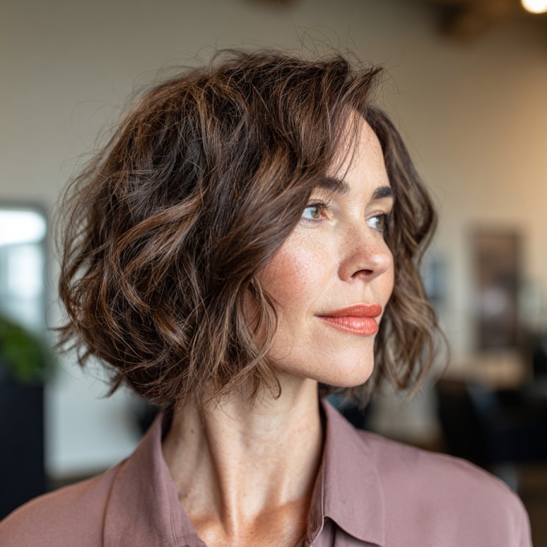 Elegant Textured Short Bob with Soft Curls