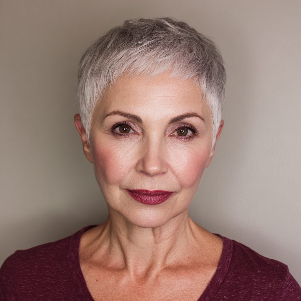 Elegant Textured Silver Pixie with Soft Edges