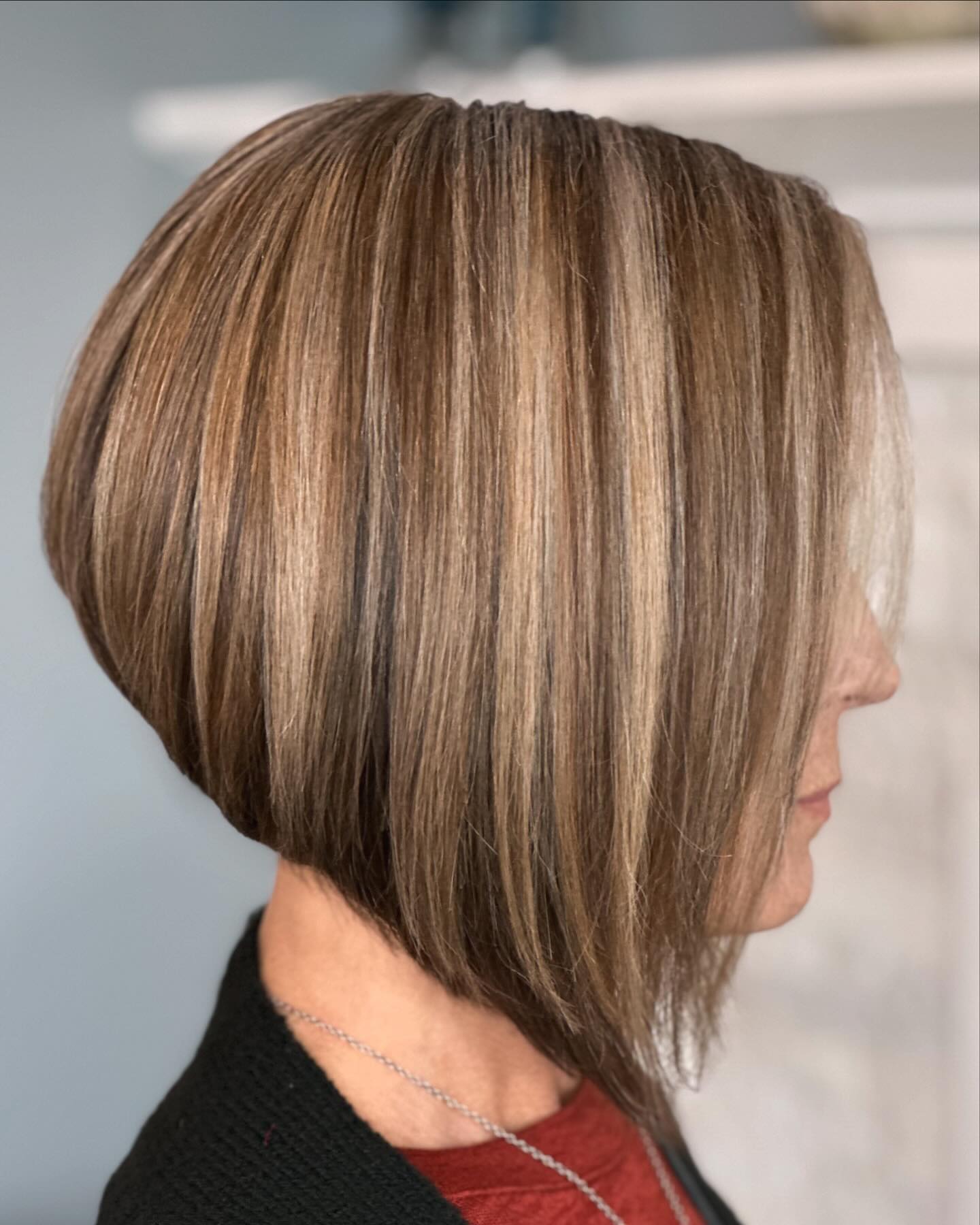 Modern Ash Brown Angular Bob with Subtle Highlights
