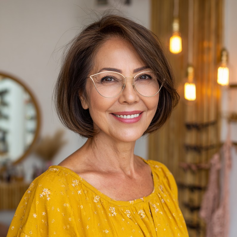 Modern Rounded Bob with Subtle Highlights